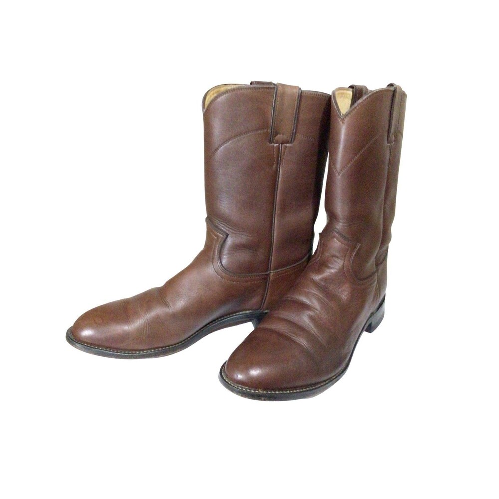 Brown Leather JUSTIN Cowboy Boot Sz 8.5